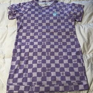 Juicy Couture T Shirt Dress Womens XL Purple Checker Spell Out & Crown‎ Logos